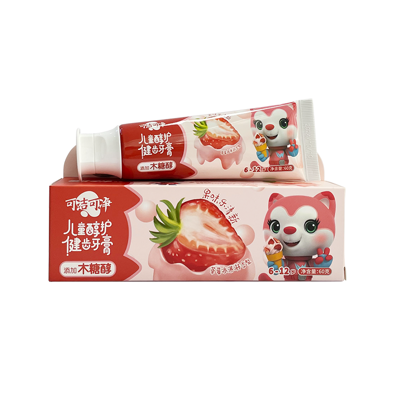 Gigi Strawberry yang Sihat 6-12 tahun mengandungi ubat gigi kanak-kanak xylitol
